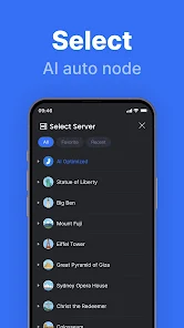نمودار اینفوگرافیک مفهوم فنی AI Auto Node در فیلترشکن جامپ جامپ؛ نشان‌دهنده نحوه مسیریابی هوشمند ترافیک بین سرورهای مختلف بر اساس پینگ و پهنای باند لحظه‌ای اپراتور